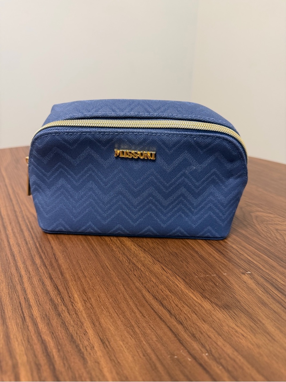 Missoni for Delta Navy Chevron Toiletry Pouch with Gold Logo